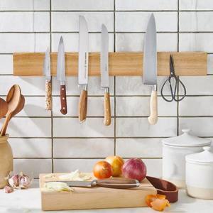 초강력 자석이 있는 벽용 칼 홀더 - 16인치 아카시아 나무 스트립