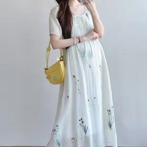 맘콩 자수임부복 임부 임산부원피스 여름임하객룩 임산부옷 임원 키작녀임 여름임 빅사이즈임