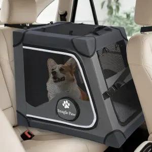 자동차 여행용 스내글 발 휴대용 개 상자 금속 프레임 애완동물 뒷좌석용 반려동물 캐리어 헤드레스트
