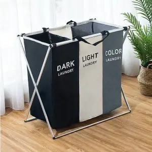 3단 빨래바구니 세탁물 분리 보관 이동식 세탁함 분리함 박스 수납 바스켓 수거함