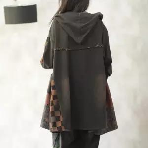 손오반 데님 여성용 가을 빈티지 데일리룩 집업 빅사이즈 트렌치코트 점퍼 야구 후드 코트 항공 프린트 KUK