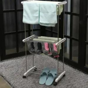 접이식 미니 빨래 건조대 2단 스텐 원룸 실내 소형 수건 양말 이동형 이동식