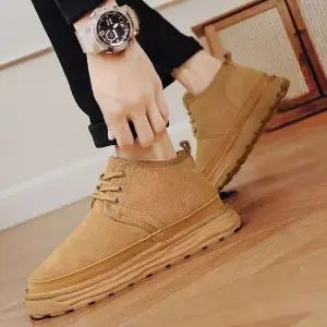 남자 겨울 방한 슈즈 외출 패션 전체 퍼 안감 포근한 로우 워커털신 스웨이드부츠 기모 따뜻한패딩 양털 첼
