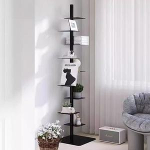 패션 잡지 공간 절약 디스플레이 거실 주최자 책장 코너 회전 선반 바닥