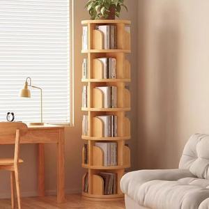 360도 회전 가능한 원목 조립 거실 쉬운 가정용 간단한 선반 수납 책장