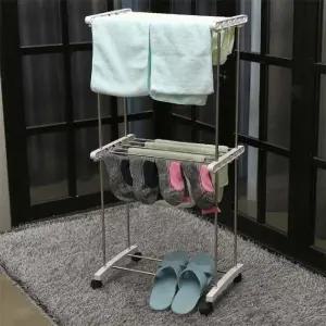 접이식 빨래 건조대 2단 세탁 옷걸이 세탁물 행거 이동 실내
