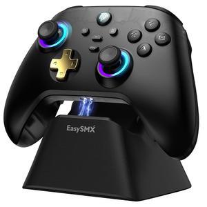 EasySMX D05 PC 컨트롤러 - 충전 도크/홀 센서/RGB 조명을 갖춘 향상된 무선 블루투스 프로 컨트롤러 - 스틱 드 트 데드존 없음 - Windows PC Android Steam Switch에서 작동합니다