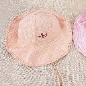 로라 체크 벙거지햇-핑크아동썬캡 유아모자 썬캡 여름 어린이썬 캠핑 핀캡