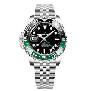 BY BENYAR 파가니 디자인 남성 GMT 자동 시계-패션 스테인리스 스틸 기계식 시계-사파이어 유리 렌즈 시계