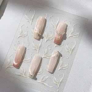 [셀러에이드]5D 연핑크 물결 꼬리 손톱 장식 스티커