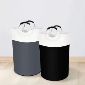 대용량 원형 빨래바구니 90L보관함 빨래통 화이트 다용도실 베란다 면