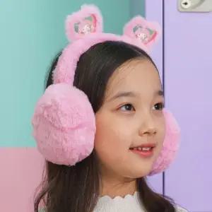 마이멜로디 글리터 접이식 귀마개주니어 겨울용 보온 어린이 방한용 키즈