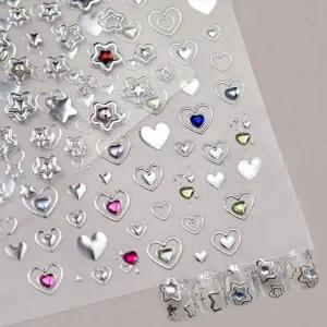 실버 메탈 네일 스티커 별 하트 엠보 네일아트 데코레이션