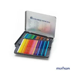 문화 고급 48색연필 틴케이스 수채화 미술 48수체 48 색깔 색상
