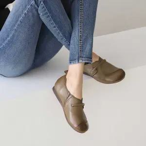 여성 단화 가죽 둥근코 베이직 일상 캠퍼스화 얇은플랫구두 편한슈즈 스트랩 뾰족 로퍼 리본 키높이 밴딩