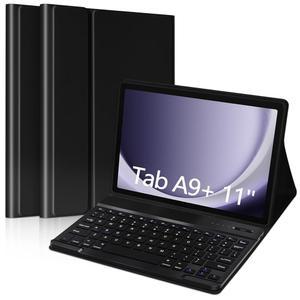삼성 갤럭시 탭용 MORECOO 키보드 11인치 2023(SM-X210 / X216 X218) 분리형 무선 키보드가 있는 A9 플러스 태블릿 케이스 검은색