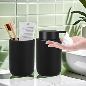 구강 세척 컵이있는 거품 비누 디스펜서 욕실 리필 형 핸드 로션 병 주방 손 및 접시