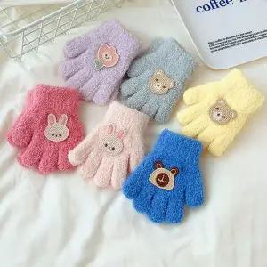 [하프클럽/알티피아]프렌즈하트 자수 극세사 니트 아동장갑 205517