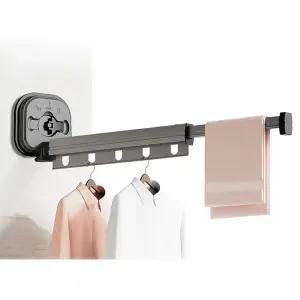 무타공 흡착식 빨래 건조대 블랙 1단 발코니 캠핑 걸이 수건 베란다 접이식 강력 캠핑용 야외 욕실 창문 여