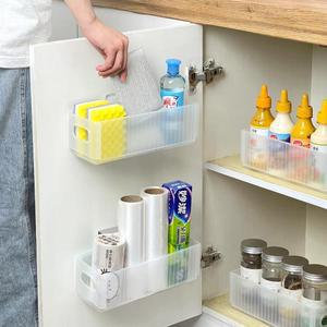 WORTHBUY 접이식 플라스틱 수납 선반 주방 캐비닛 도어 정리함 벽걸이형 랩 필름 싱크대 스펀지 홀더