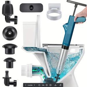 강력한 화장실 플런저 스테인레스 스틸 파이프 준설선 Unblocker 공압 고압 공기 배수 블래스터 도구 세트