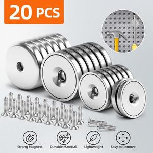 구멍이 있는 자석, 냉장고, 크루즈, 커튼용 강력한 영구 카운터싱크 홀 자석(나사 포함)