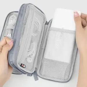 액세서리 케이블 핸드폰 이중수납 그리드망 파우치 수납가방 케이블수납가방