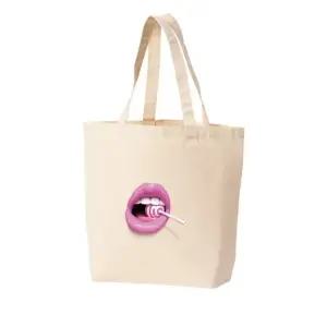 에코백 토트백 사탕 입술 앵두 달콤 입모양 프린트에코백