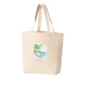 에코백 토트백 고양이 튜브 해변 야자수 프린트에코백