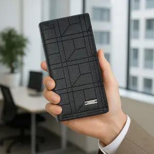 PrimeBulk 모던 장지갑(블랙)남성용중 선물 선물용 클래식 학생 학생용 가죽 고급