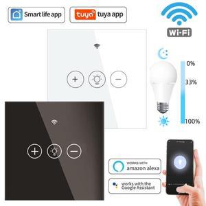 Tuy WiFi 스마트 조광기 스위치 라이트 무선 터치 디밍 벽 제어 LED 원격 /f EU 220V lex Google 홈과 함께