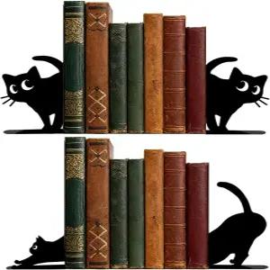 4개의 고양이 금속 책꽂이 - 귀여운 장식용 홈 오피스 책상 책장 애호가 및 독서 위한 선물 여성을