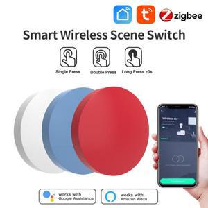 Tuy Zigbee 스마트 무선 버튼 스위치 라이프 지능형 장면 연결 지원 Google 홈 lex 음성 제어