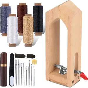 가죽 스티칭 포니 재봉 작업용 미니 바늘과 실을 사용한 키트 손 왁스 처리된