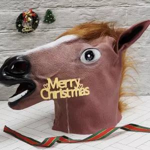 말가면 라텍스 가면 갈색 코믹소품 행사용품 학예회 생일파티 화려한머리띠 얼굴가면 신기한물건