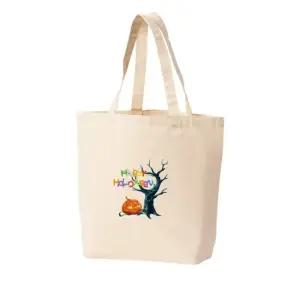 에코백 토트백 할로윈 호박귀신 나무귀신 프린트에코백