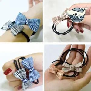 귀엽고 튼튼한 리본 머리끈 헤어밴드 스타일리시 리본머리끈 3겹 튼튼한 머리고무줄