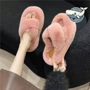 따뜻한 밍크 퍼 슬리퍼 키높이 논슬립 실내화 사무실 산후조리원 거실화 층간소음슬리퍼