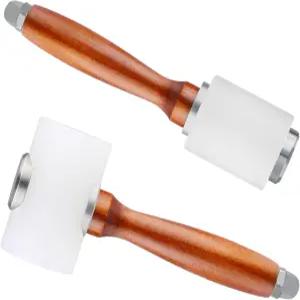 가죽 조각 망치 2피스 나일론 나무 손잡이 DIY 스탬핑 바느질 도구용 공예