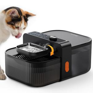 필니디 무선 노필터 고양이 분수 폐수 분리 스테인리스 볼 3000mAh 3.5L 실내 고양이 반려견 디스펜서용 반려동물 분수 블랙