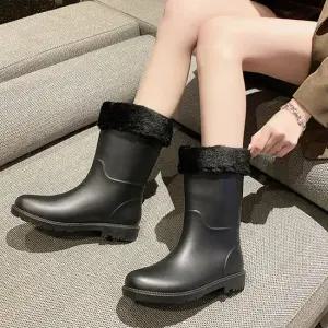 여성 미들 기모 캐주얼 미들 데일리 미들 레인부츠 여성레인부츠 20대여성부츠