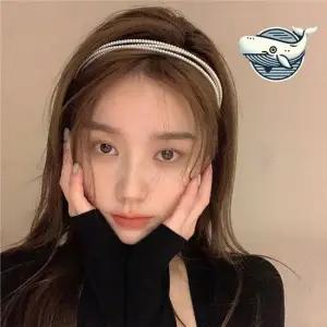 러블리 세 줄 진주 헤어밴드 패셔너블 미니멀 헤어끈 머리밴드 얇은머리띠