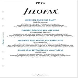 필로팍스 캘린더 다이어리 리필 A5 사이즈 한 페의 백서 규칙 없음 다국어 4개 언어 2026년 (C685726년)