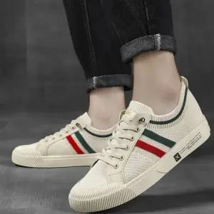 남성 배색 두줄 단화 니트 스니커즈 운동화 신축성 남성운동화 요즘유행하는운동화