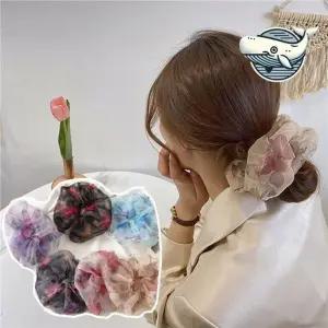 꽃무늬 쉬폰 헤어밴드 스타일리시 헤어슈슈 쉬폰 헤어끈 곱창끈 플라워밴드