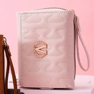 학생지갑 브이장식 PU 미니 반지갑 다용도 카드지갑 여성반지갑 여자패션 브이장식지갑