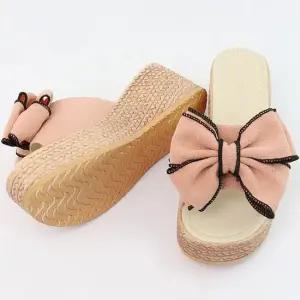 여성 리본 통굽슬리퍼 여름 높은굽 실내화 웨지힐 여성슬리퍼 여자슬리퍼 통굽슬리퍼