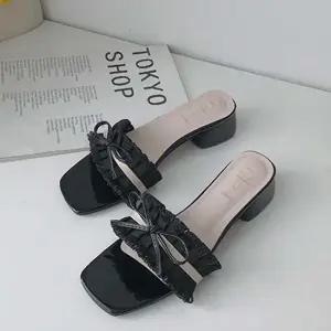 리본 스트랩 뮬슬리퍼 여성 여름샌들 뮬구두 플랫슈즈 토오픈힐 펌프스힐 가보시힐