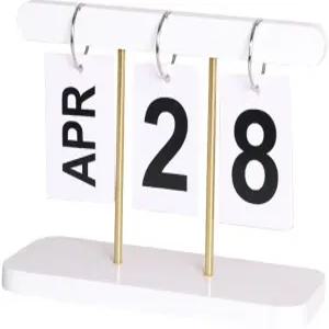 BESTOYARD 장식 책상 달력 영구적인 뒤집기 나무 블록 빈티지 홈 오 액세서리 주중 날짜 표시 흰색