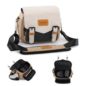 CWATCUN 카메라 숄더백 컴팩트 케이스 삼각대 홀더가 있는 소형 방수 메신저백 캐논 니콘 소니 후지 DSLR / SLR 미러리스 카메라 렌즈용 여행용 사진 가방